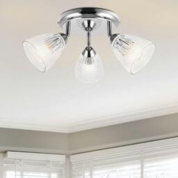 Rackhams Athella Bathroom 3 Light Ribbed Glass Spotlight - Chrome