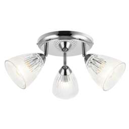 Rackhams Athella Bathroom 3 Light Ribbed Glass Spotlight - Chrome - thumbnail 3