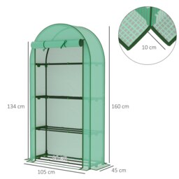Rackhams 4 Tier Mini Greenhouse with Reinforced PE Cover, Green - thumbnail 5