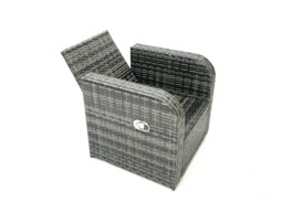 Rackhams Outdoor Garden Furniture Set Rattan Sofa Dining Table Set with Reclining Chair 3 Footstool 2 Side Table Dark Grey Mixed - thumbnail 4