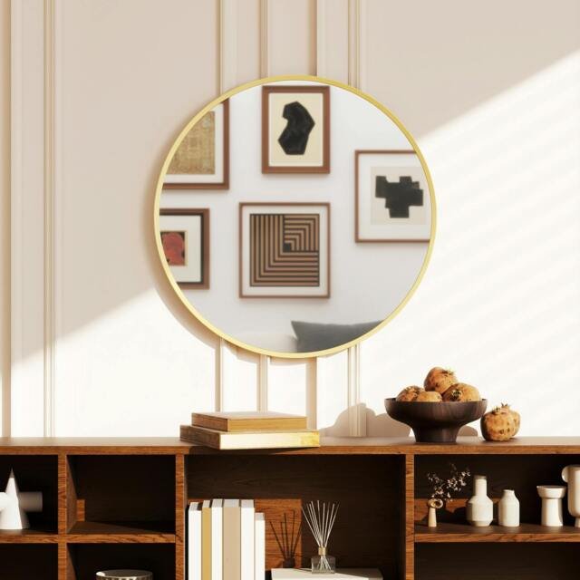 Rackhams Wall Mirror for Living Room, 61 cm Circle Bathroom Mirror, Gold Tone - 61cm x 61cm x 1cm - Modern - Gold Tone - image 1