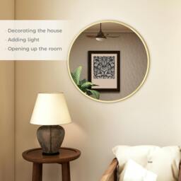 Rackhams Wall Mirror for Living Room, 61 cm Circle Bathroom Mirror, Gold Tone - 61cm x 61cm x 1cm - Modern - Gold Tone - thumbnail 4