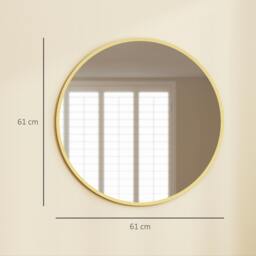 Rackhams Wall Mirror for Living Room, 61 cm Circle Bathroom Mirror, Gold Tone - 61cm x 61cm x 1cm - Modern - Gold Tone - thumbnail 3
