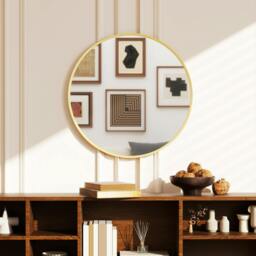 Rackhams Wall Mirror for Living Room, 61 cm Circle Bathroom Mirror, Gold Tone - 61cm x 61cm x 1cm - Modern - Gold Tone