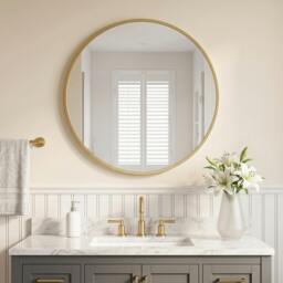 Rackhams Wall Mirror for Living Room, 61 cm Circle Bathroom Mirror, Gold Tone - 61cm x 61cm x 1cm - Modern - Gold Tone - thumbnail 1