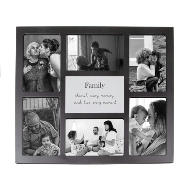 Rackhams Modern Black Multi Collage Picture Frame with Family Wording and Cute Phrase - image 1