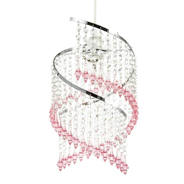Rackhams Modern Spiral Waterfall Pendant Shade with Pink and Clear Acrylic - image 1