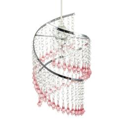 Rackhams Modern Spiral Waterfall Pendant Shade with Pink and Clear Acrylic - thumbnail 3