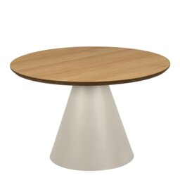 Rackhams Soli Low Round Coffee Table in Oak/Grey 65x43cm - 1 - Oak/Grey - Brown