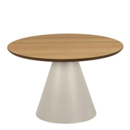 Rackhams Soli Low Round Coffee Table in Oak/Grey 65x43cm - 1 - Oak/Grey - Brown - thumbnail 2