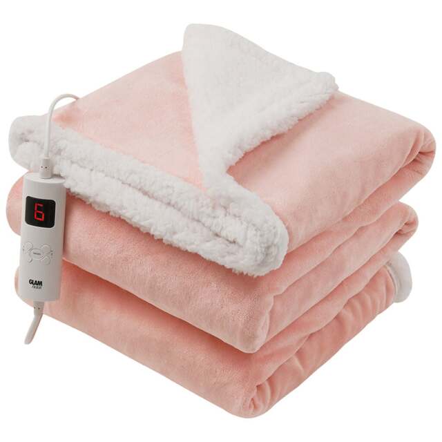 Rackhams Heated Throw Electric Blanket 6 Heat and 3 Timer Auto Shut Off - Digital Control - Machine Washable - Light Pink - image 1