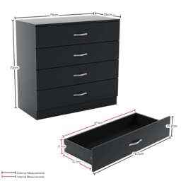 Rackhams Riano 4 Drawer Chest, Black - White - thumbnail 4