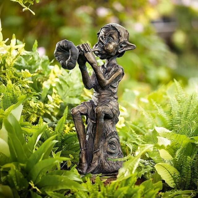 Rackhams Pixie Sculpture, Cast Metal Bronze, Garden Decor