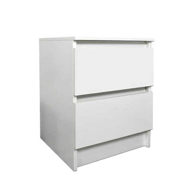 Rackhams Carlton 2 Drawer Bedside Table Cabinet in Matt White - White - image 1