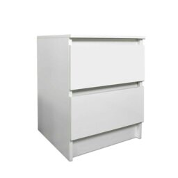 Rackhams Carlton 2 Drawer Bedside Table Cabinet in Matt White - White - thumbnail 1
