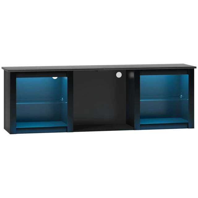 "Rackhams 65"" TV Stand, with LED Lights and Storage - Black"