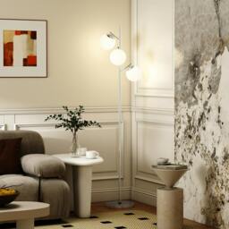 Rackhams Modern Tree Floor Lamp with 3 Light, for Living Room Bedroom, Silver - Silver - thumbnail 1