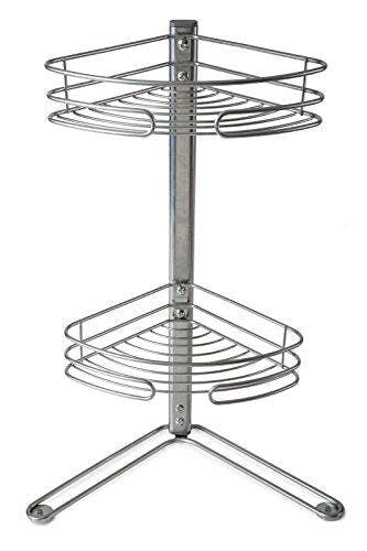 Rackhams 2 Tier Non Rust Corner Free Standing Shelf Storage Shower Bath Caddy Organiser Rack
