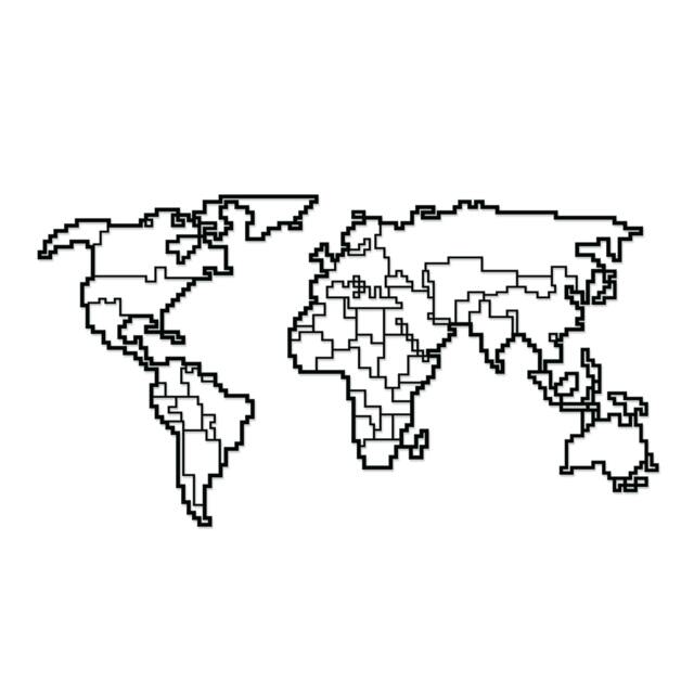 Rackhams Modern Metal Wall Art World Map Theme Home Ornament Decorative Minimalist Design Hanging Wall Sculpture, Black - Metal - Black - image 1