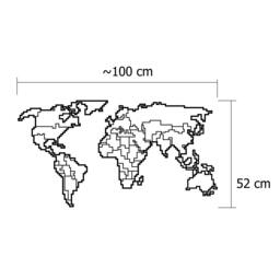 Rackhams Modern Metal Wall Art World Map Theme Home Ornament Decorative Minimalist Design Hanging Wall Sculpture, Black - Metal - Black - thumbnail 3