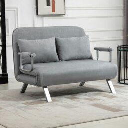 Rackhams Fabric Convertible 2 Seater Sofa Bed w/ 2 Pillows