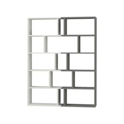 Rackhams Tapi Modern Tall Bookcase Wall Mounted Set of 2 with 5 Tiers and 15 Compartments Anthracite Grey 124 x 29 x 159 cm - Anthracite Grey - thumbnail 3
