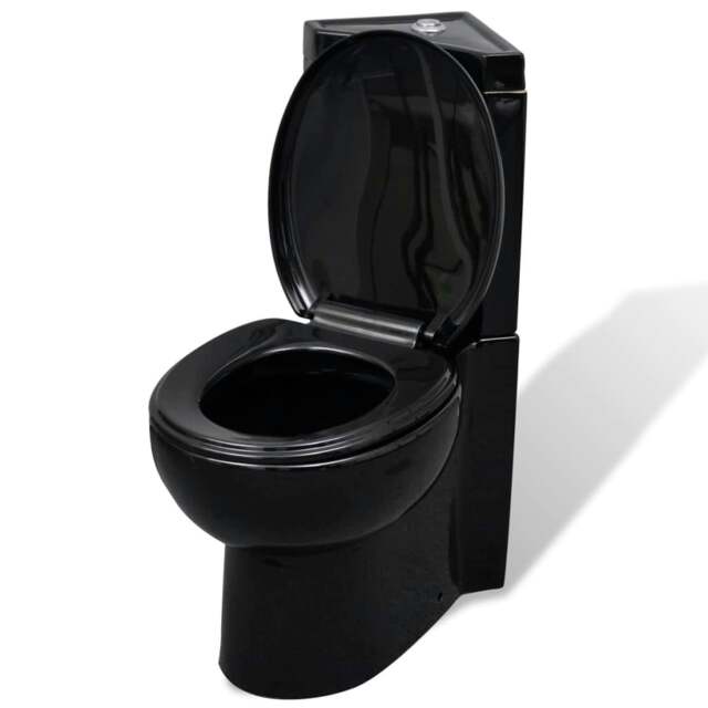 Rackhams WC Ceramic Toilet Bathroom Corner Toilet Black