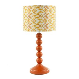 Rackhams Chic Orange Table Lamp with Aztec Style Yellow and Orange Fabric Shade
