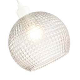 Rackhams Modern Spherical Clear Glass Pendant Light Shade with Square Diamond Ridges - thumbnail 3
