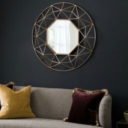Rackhams Andromeda Modern 3D Metal Frame Round Mirror - 88.5cm x 88.5cm - Gold - thumbnail 5