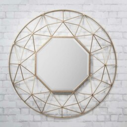 Rackhams Andromeda Modern 3D Metal Frame Round Mirror - 88.5cm x 88.5cm - Gold - thumbnail 3