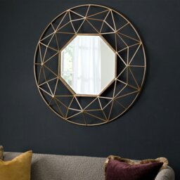 Rackhams Andromeda Modern 3D Metal Frame Round Mirror - 88.5cm x 88.5cm - Gold