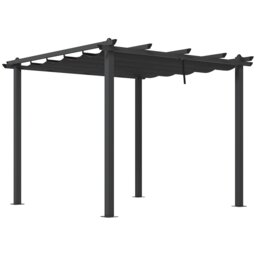 Rackhams 3 x 3(m) Aluminium Pergola with Retractable Roof, Garden Gazebo Canopy - Dark Grey - Aluminium, Polyester - 297L x 297W x 237Hcm - thumbnail 2
