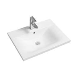 Rackhams 5089 Ceramic 61cm Thin-Edge Inset Basin with Dipped Bowl - White - Ceramic - 61cm - thumbnail 2