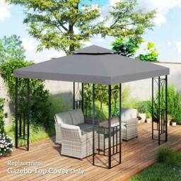 Rackhams 3(m) Gazebo Top Cover Double Tier Canopy Replacement Pavilion Roof Deep Grey - thumbnail 2