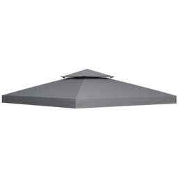 Rackhams 3(m) Gazebo Top Cover Double Tier Canopy Replacement Pavilion Roof Deep Grey - thumbnail 1