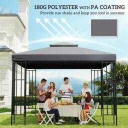Rackhams 3(m) Gazebo Top Cover Double Tier Canopy Replacement Pavilion Roof Deep Grey - thumbnail 6