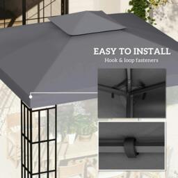 Rackhams 3(m) Gazebo Top Cover Double Tier Canopy Replacement Pavilion Roof Deep Grey - thumbnail 5