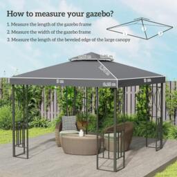 Rackhams 3(m) Gazebo Top Cover Double Tier Canopy Replacement Pavilion Roof Deep Grey - thumbnail 3