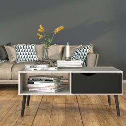 Rackhams Oslo Coffee Table 1 Drawer 1 Shelf in White and Black Matt - White and Black - White - 60.2 - thumbnail 6