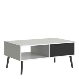 Rackhams Oslo Coffee Table 1 Drawer 1 Shelf in White and Black Matt - White and Black - White - 60.2 - thumbnail 1