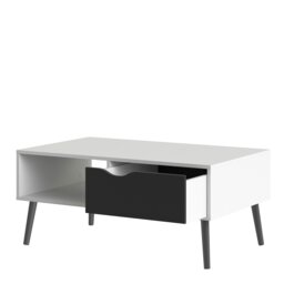 Rackhams Oslo Coffee Table 1 Drawer 1 Shelf in White and Black Matt - White and Black - White - 60.2 - thumbnail 5