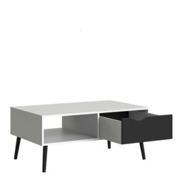 Rackhams Oslo Coffee Table 1 Drawer 1 Shelf in White and Black Matt - White and Black - White - 60.2 - thumbnail 4