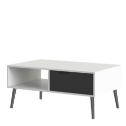 Rackhams Oslo Coffee Table 1 Drawer 1 Shelf in White and Black Matt - White and Black - White - 60.2 - thumbnail 3