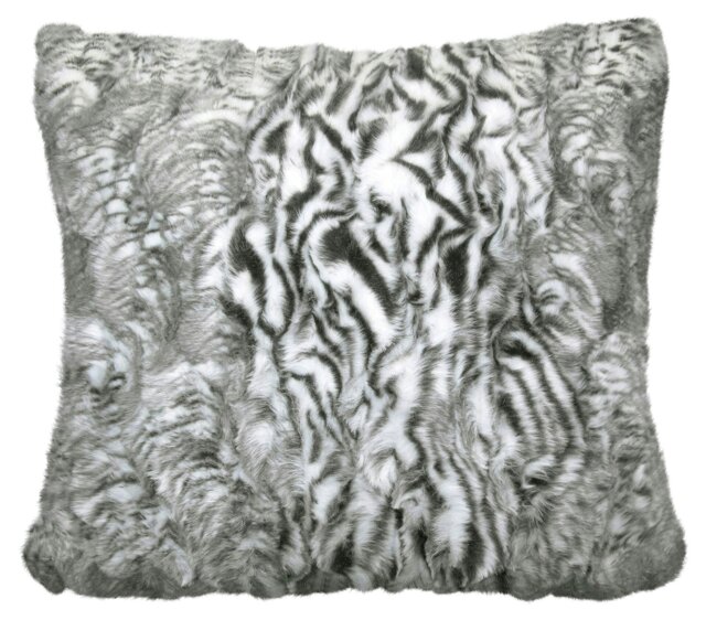 Rackhams Animal Print Faux Fur Cushion - 56cm x 56cm - Grey
