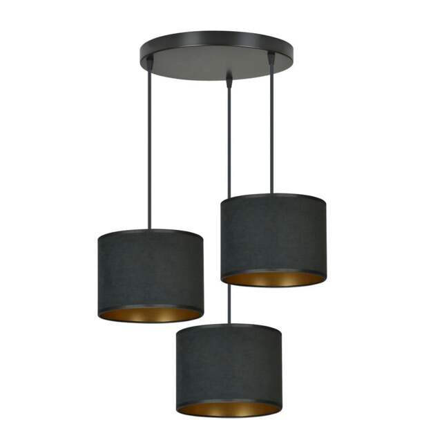 Rackhams HILDE Pendant lamp 3 x E27 Black with Black Shade - image 1