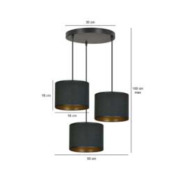 Rackhams HILDE Pendant lamp 3 x E27 Black with Black Shade - thumbnail 5