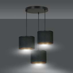 Rackhams HILDE Pendant lamp 3 x E27 Black with Black Shade - thumbnail 4