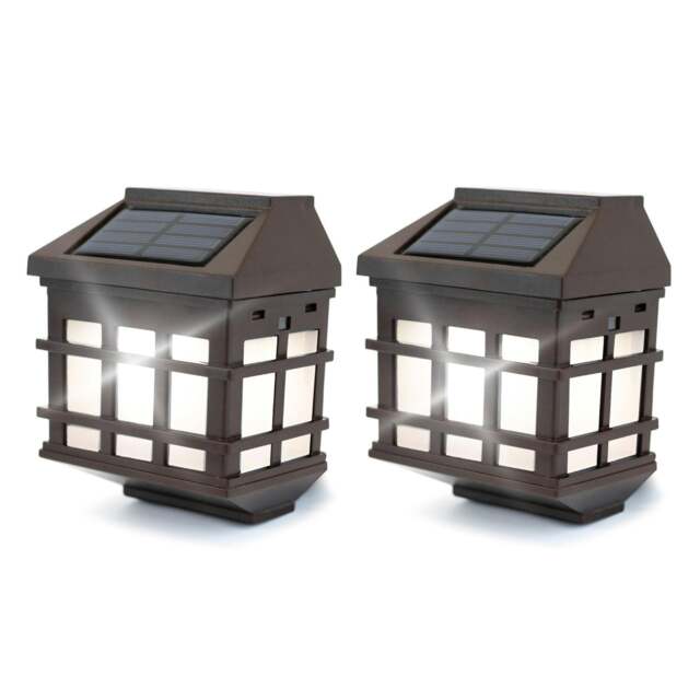 Rackhams Pack of 2 Solar Fence Lights – Lantern Style LED Wall Lights - image 1