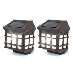 Rackhams Pack of 2 Solar Fence Lights – Lantern Style LED Wall Lights